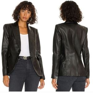 L'AGENCE Black Leather Blazer
